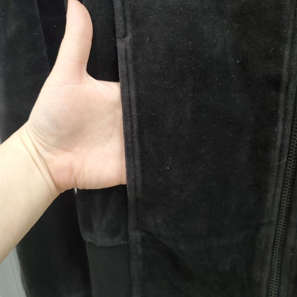 Faith Connexion Women's Black Velvet Embellished‎ Wing LS Zip Front Hoodie Sz M - Picture 3 of 10